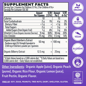 Gummies de sureau bio Llama Naturals, vue de côté