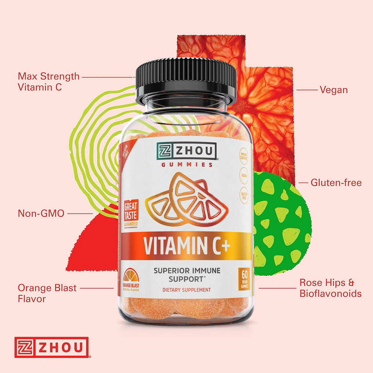Gummies de Sureau et Vitamine C ZHOU dans une main