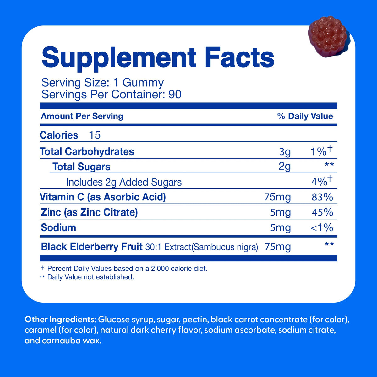 Gummies de sureau Feel Great 365, emballage et contenu