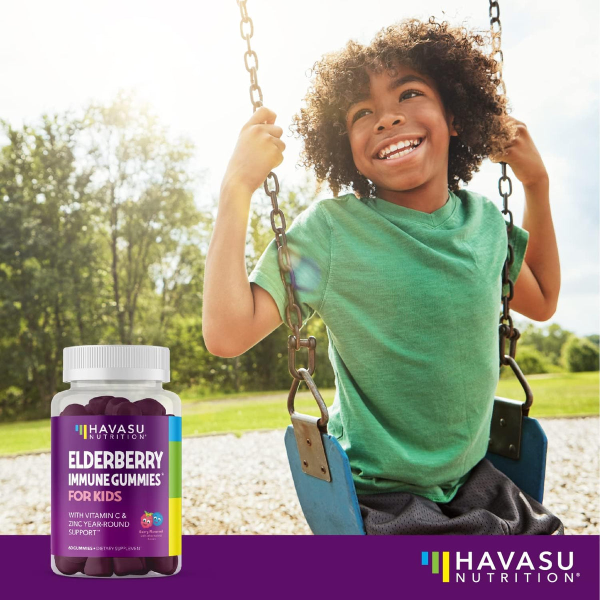 Gummies de sureau HAVASU NUTRITION avec des baies à côté
