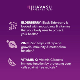 Gummies de Sureau HAVASU NUTRITION avec un fond coloré, vue de dessus