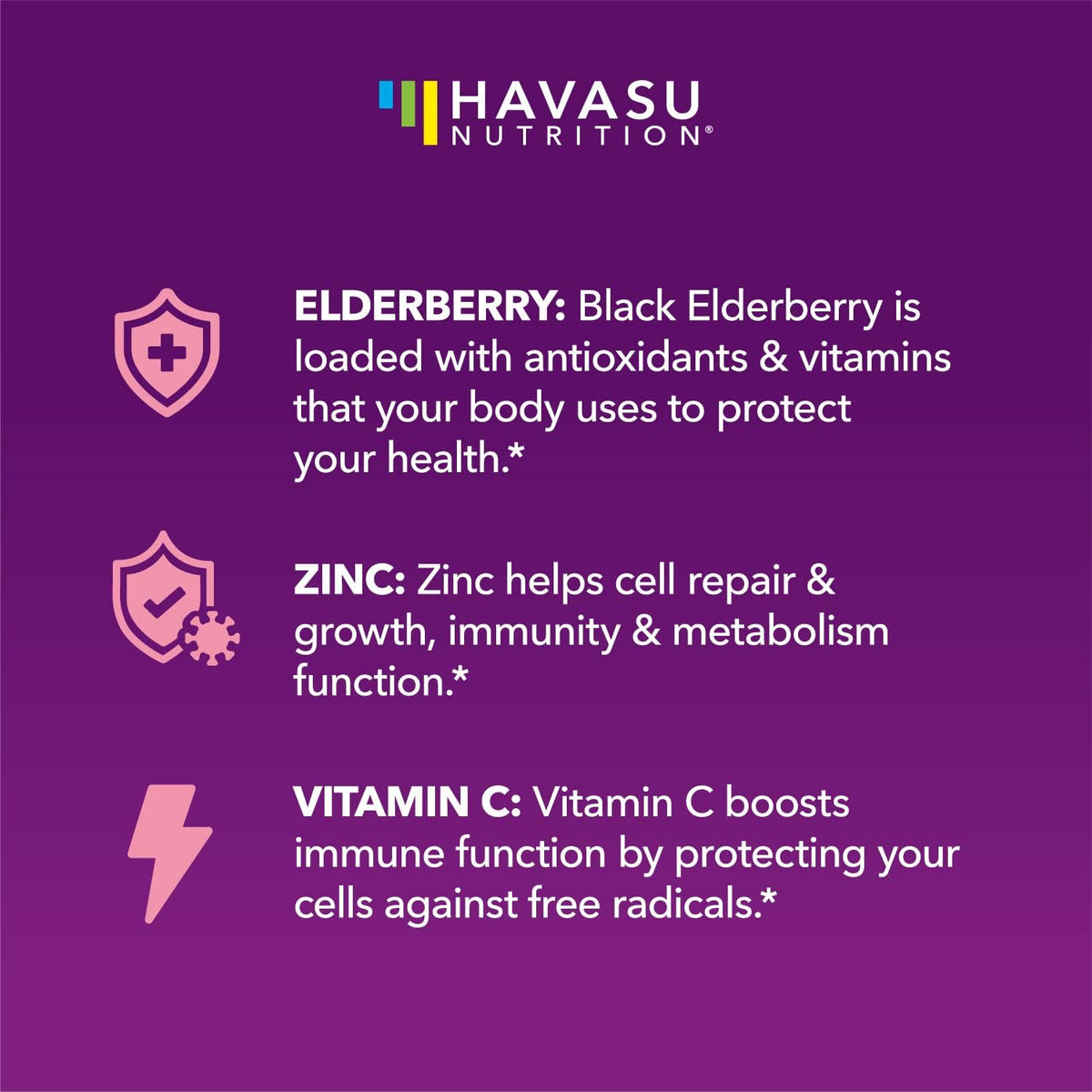 Gummies de sureau HAVASU NUTRITION, vue de haut