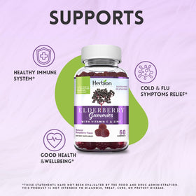 Gummies de Sureau HERBION vue de dessus dans un bol
