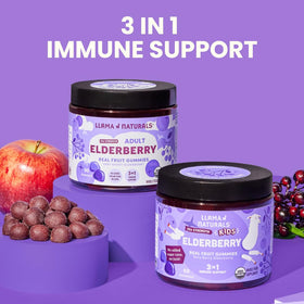 Gummies de sureau Llama Naturals, arrière-plan coloré