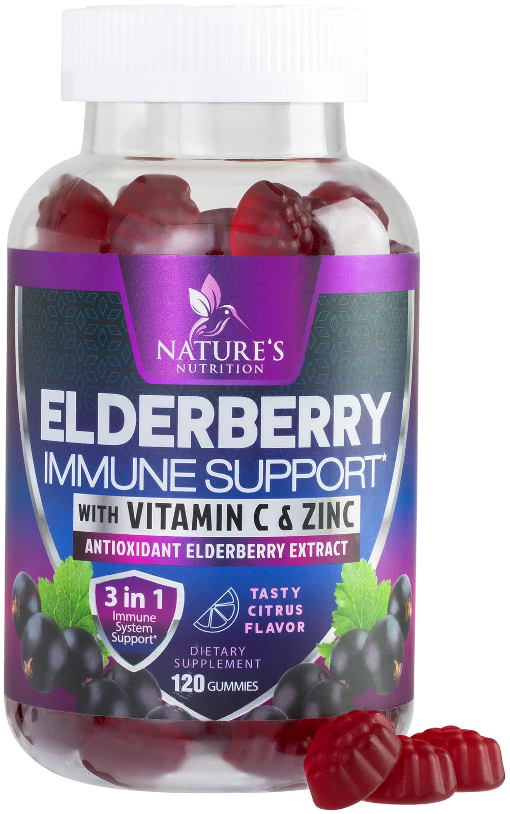 Gummies de Sureau Nature's Nutrition 120 unités en emballage