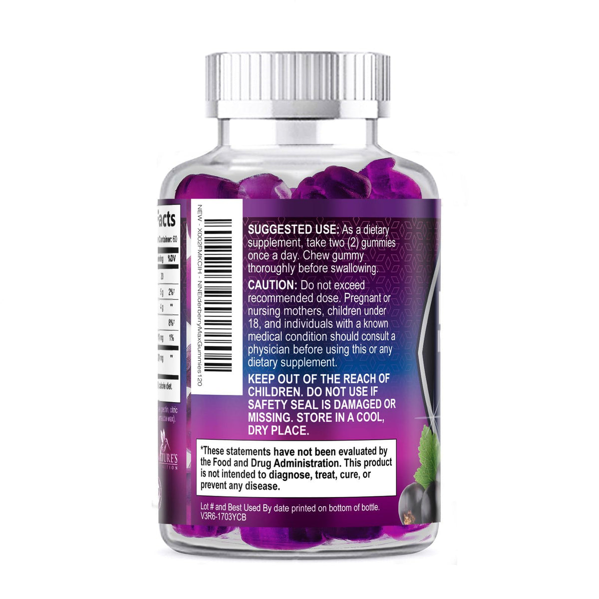 Gummies de Sureau Nature's Nutrition avec des baies fraîches
