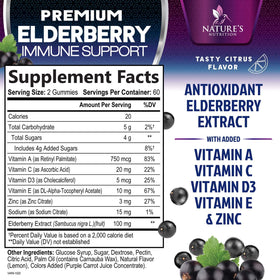 Gummies de Sureau Nature's Nutrition avec extrait de sureau noir