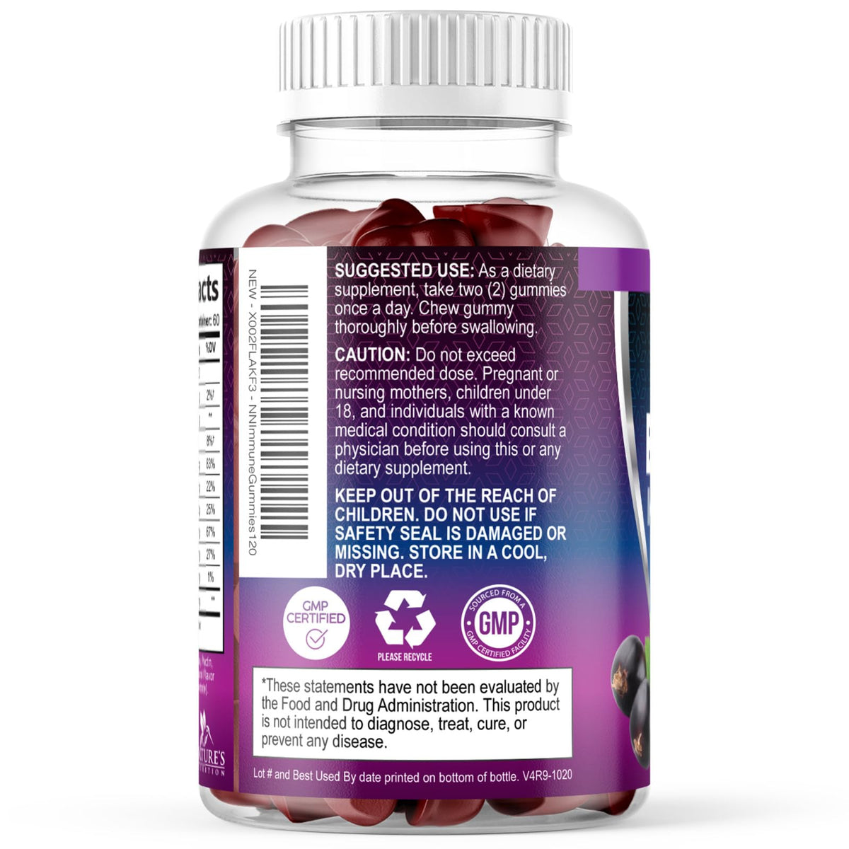 Gummies de Sureau Nature's Nutrition avec une cuillère