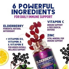 Gummies de Sureau Nature's Nutrition montrant la texture des gummies