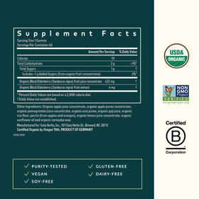 Gummies de Sureau Noir Gaia Herbs, présentation des gummies sur une table