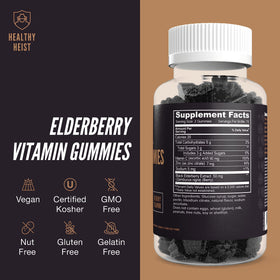 Gummies de sureau noir HEALTHY HEIST avec étiquette de qualité