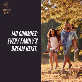Gummies de sureau noir HEALTHY HEIST, vue de côté avec étiquette