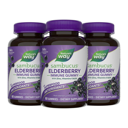 Gummies de Sureau Noir Nature's Way, paquet de 60 pièces