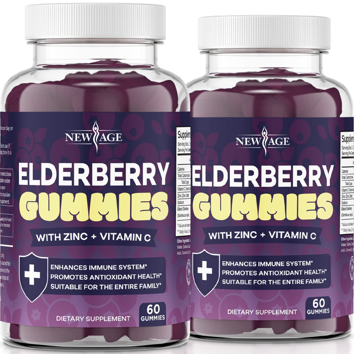 Gummies de Sureau Noir NEW AGE 120 gummies dans un pot transparent