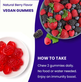 Gummies de Sureau NutraChamps, contenant ouvert avec gommes visibles