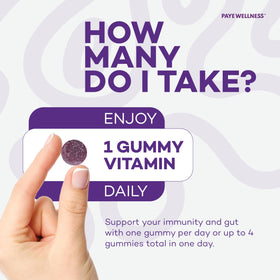 Gummies de sureau PAYÉ, ingrédients visibles sur l'emballage