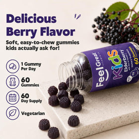 Gummies de Sureau pour Enfants, présentation du produit avec étiquette