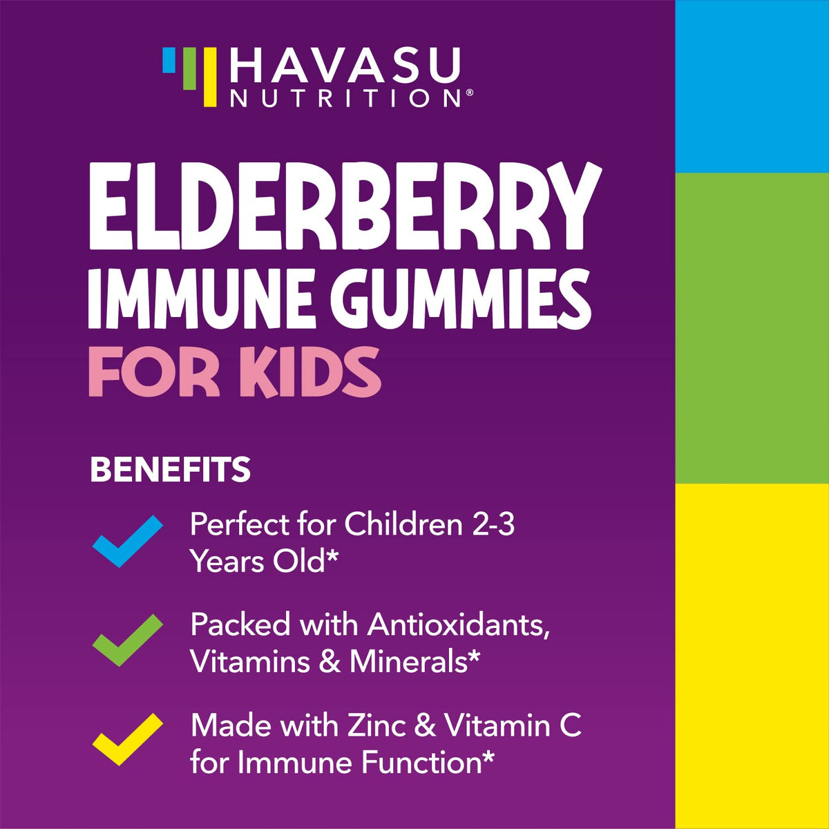 Gummies de sureau pour enfants, texture souple et facile à mâcher