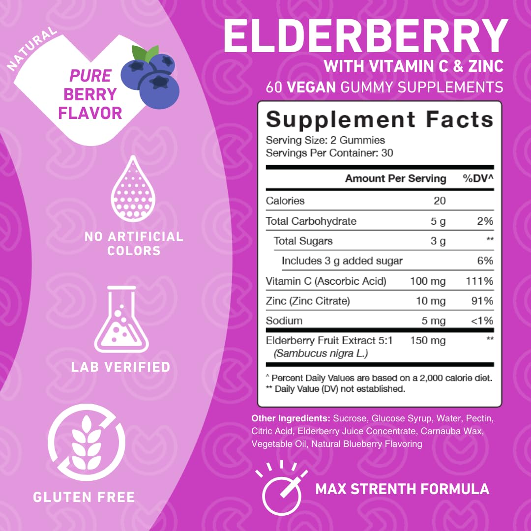 Gummies de Sureau PUREFINITY avec baies en arrière-plan