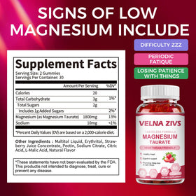 Gummies de Taurate de Magnésium Velna zivs, 120 comprimés, emballage