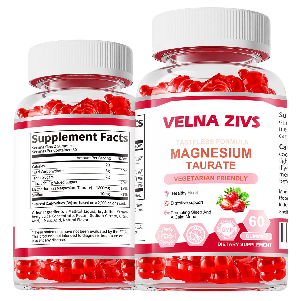 Gummies de Taurate de Magnésium Velna zivs, 1800mg, vue de face