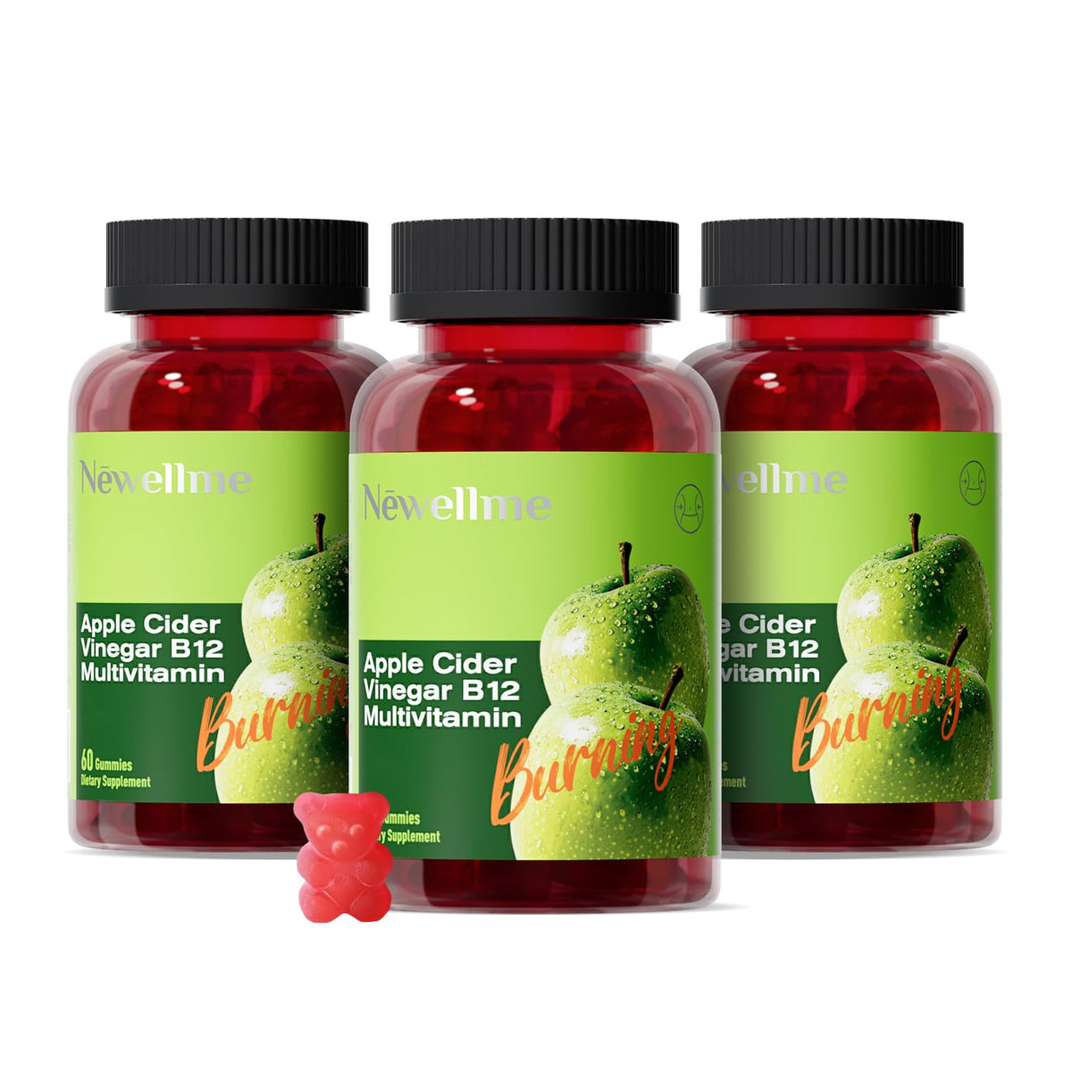 Gummies de vinaigre de cidre de pomme NEWELLME, 180 pièces, vue de face