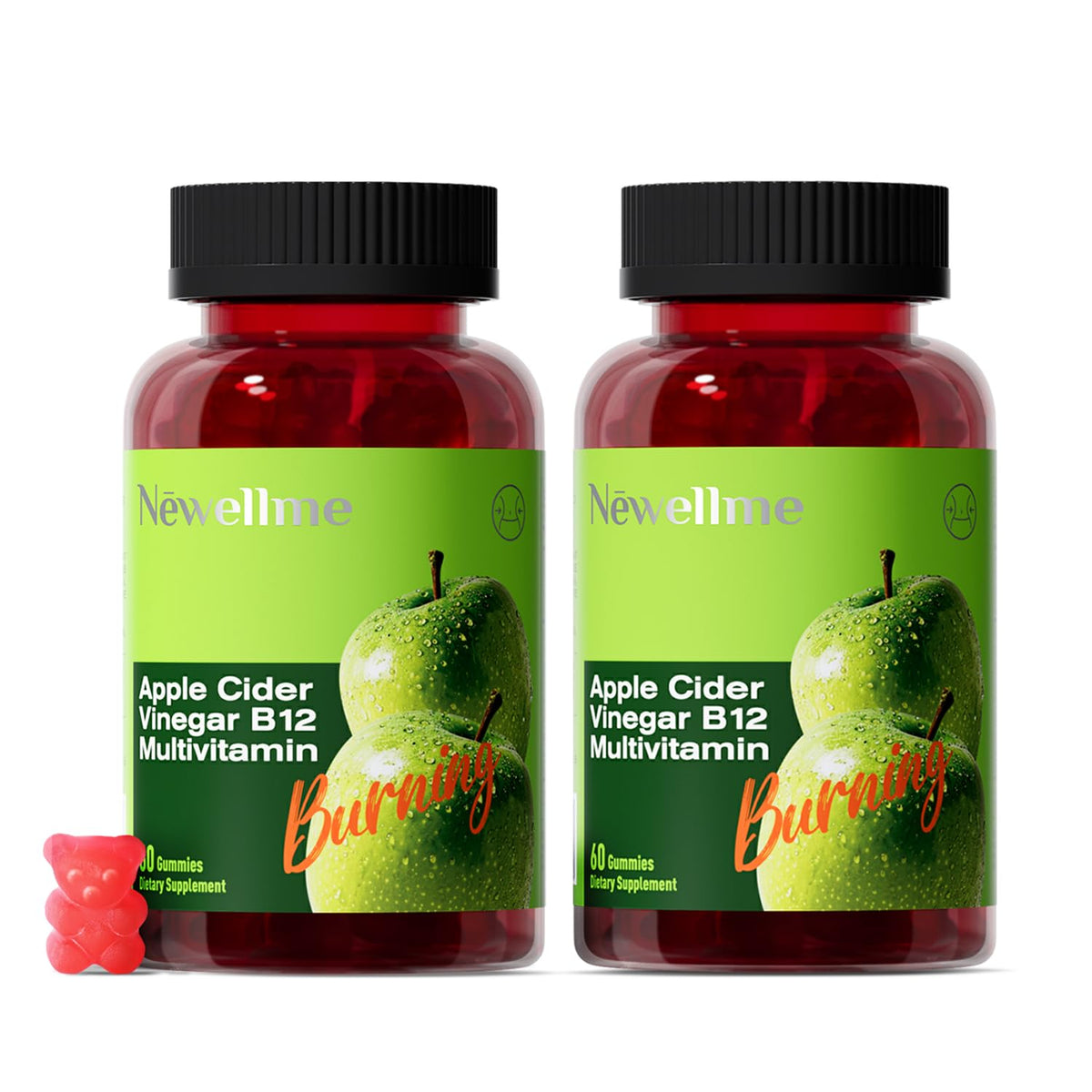 Gummies de vinaigre de cidre de pomme NEWELLME, boîte de 120 pièces