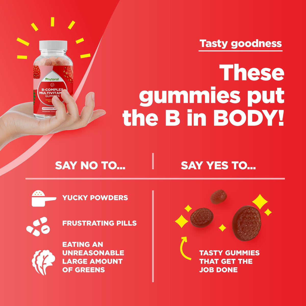 Gummies de vitamine B Phytoral, présentation sur une table