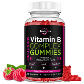 Gummies de vitamine B ReviNutra 60 gummies framboise vue de face