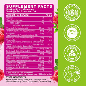 Gummies de vitamine B ReviNutra dans un bol avec d'autres compléments
