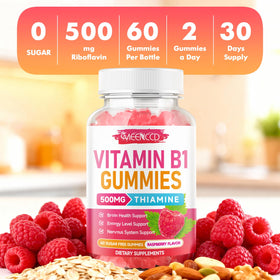 Gummies de Vitamine B1 MEENCCD sur fond clair