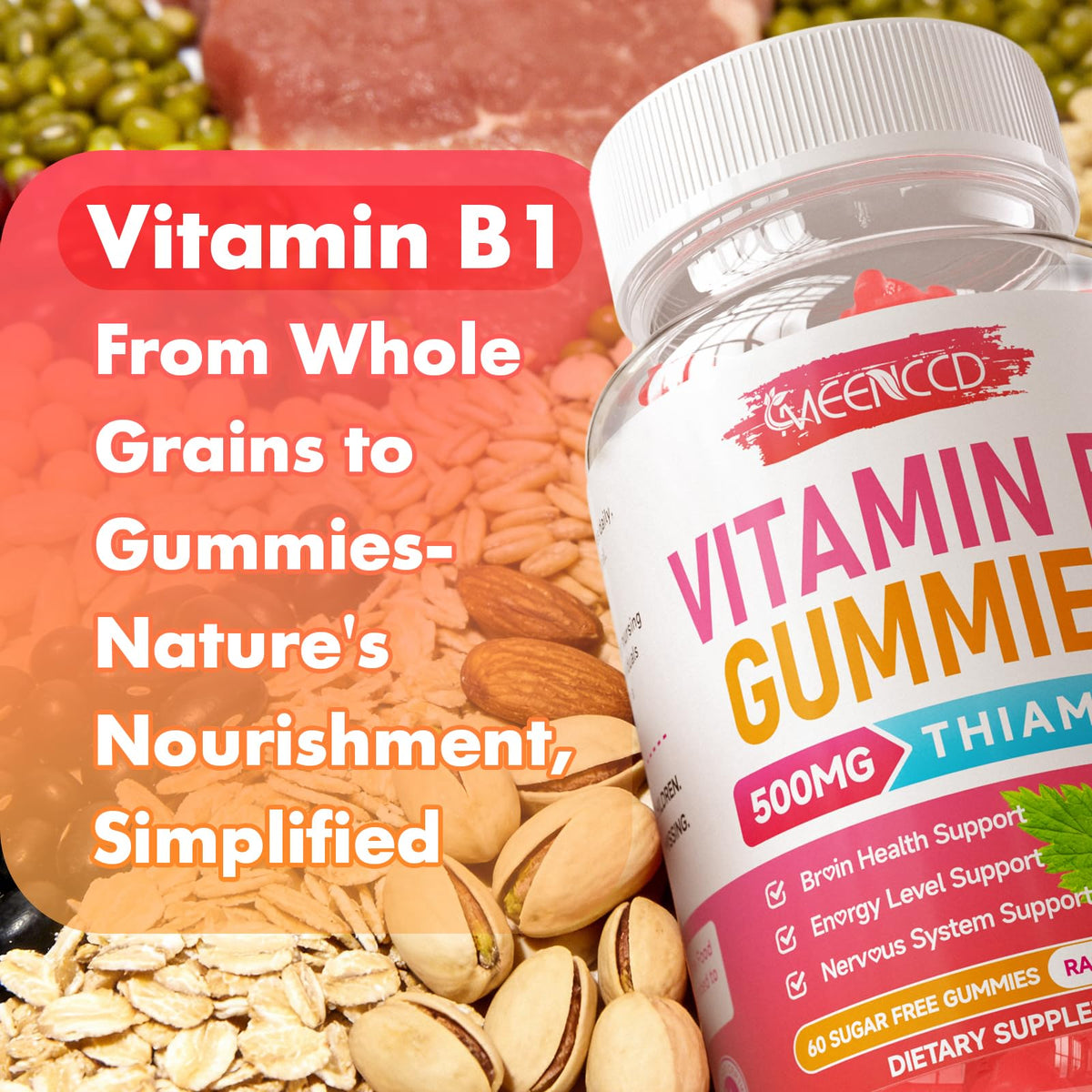 Gummies de Vitamine B1 MEENCCD sur une table