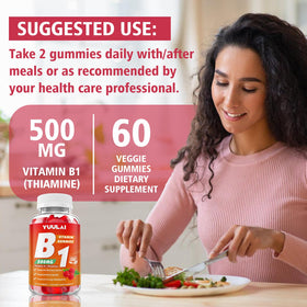 Gummies de vitamine B1 YUULAI 500mg avec une étiquette de produit