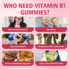 Gummies de vitamine B1 YUULAI 500mg sur une table avec d'autres compléments