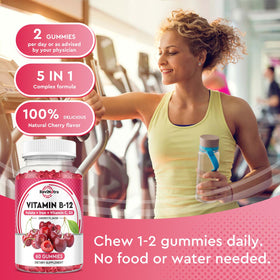 Gummies de vitamine B12 ReviNutra 5000 mcg avec étiquette