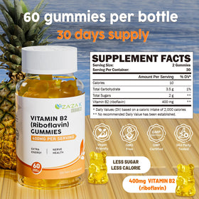 Gummies de Vitamine B2 400 mg en gros plan