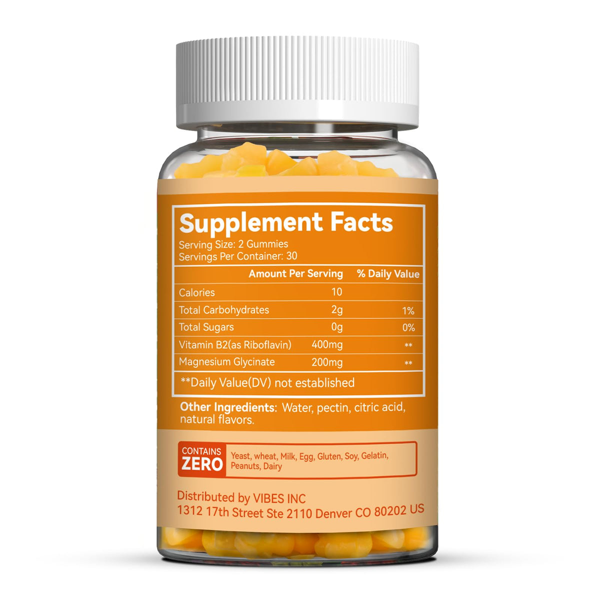 Gummies de Vitamine B2 400 mg SmildeHeal en gros plan