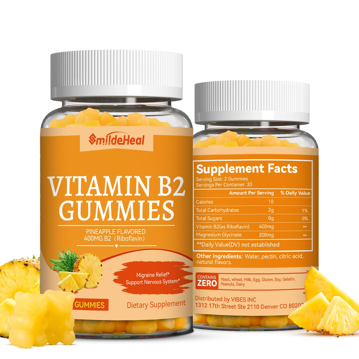 Gummies de Vitamine B2 400 mg SmildeHeal vue de face