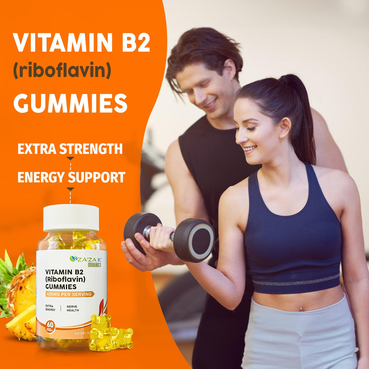 Gummies de Vitamine B2 dans un bol transparent
