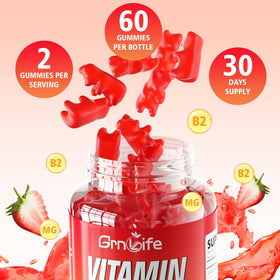 Gummies de Vitamine B2 GrnLife, vue de côté du flacon