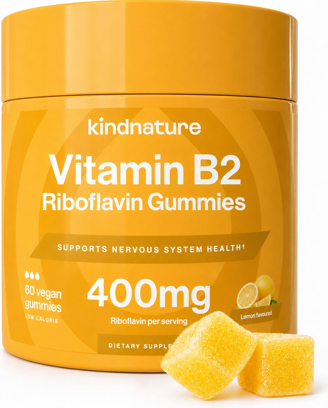 Gummies de Vitamine B2 kindnature, boîte de 30 unités, vue de face