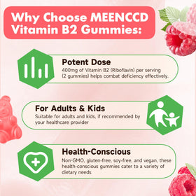 Gummies de vitamine B2 MEENCCD, présentation sur une table