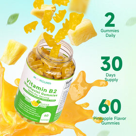 Gummies de vitamine B2 MOORGUMY montrant la taille des gummies