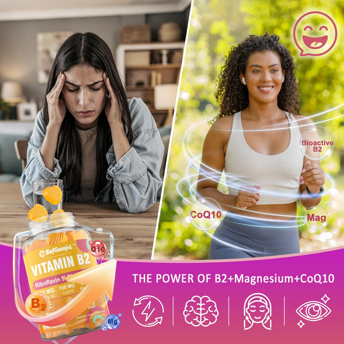Gummies de Vitamine B2 Safgumjel 400mg à l'intérieur du flacon