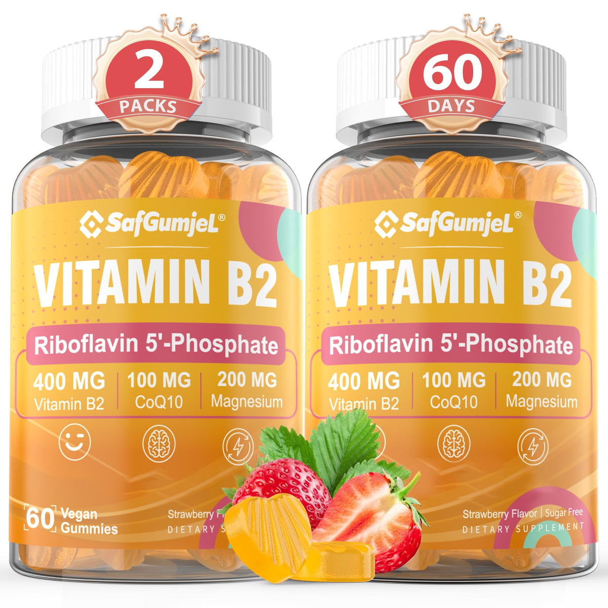 Gummies de Vitamine B2 Safgumjel 400mg flacon avant