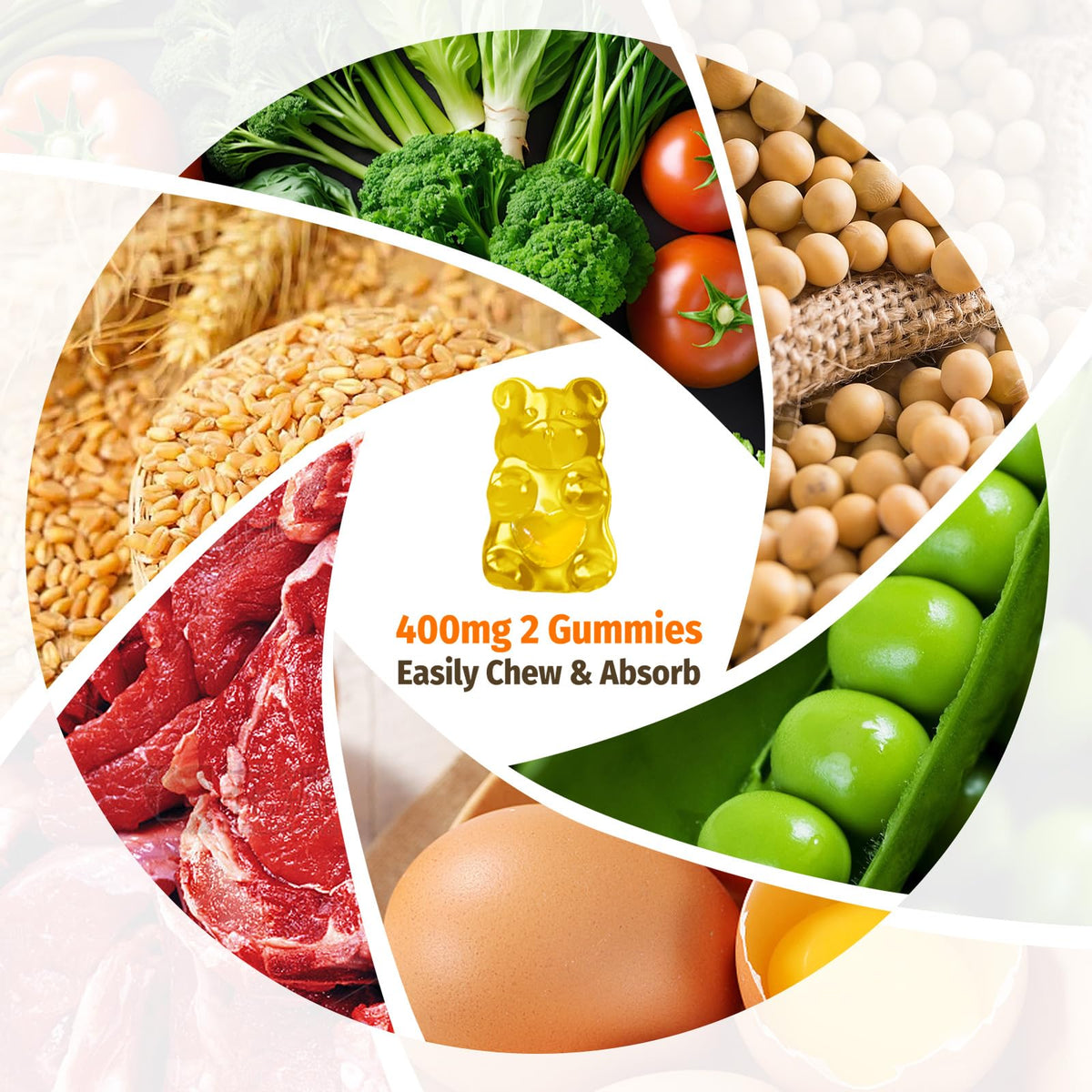 Gummies de Vitamine B2 sur une table en bois