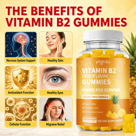 Gummies de Vitamine B2 yirgnzu sur une table en bois