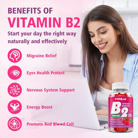 Gummies de vitamine B2 YUULAI, vue de l'arrière de l'emballage