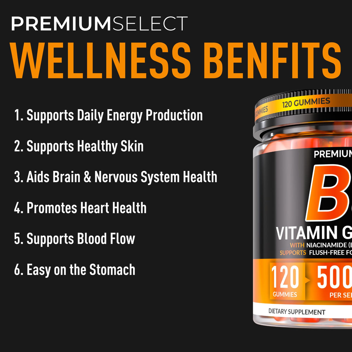 Gummies de vitamine B3 Niacinamide 500mg dans une main