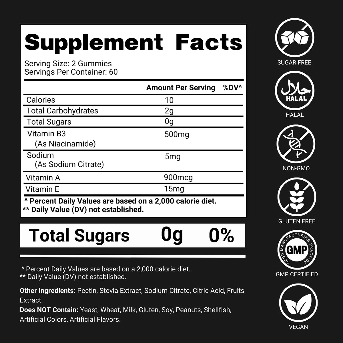 Gummies de vitamine B3 Niacinamide 500mg montrant la texture